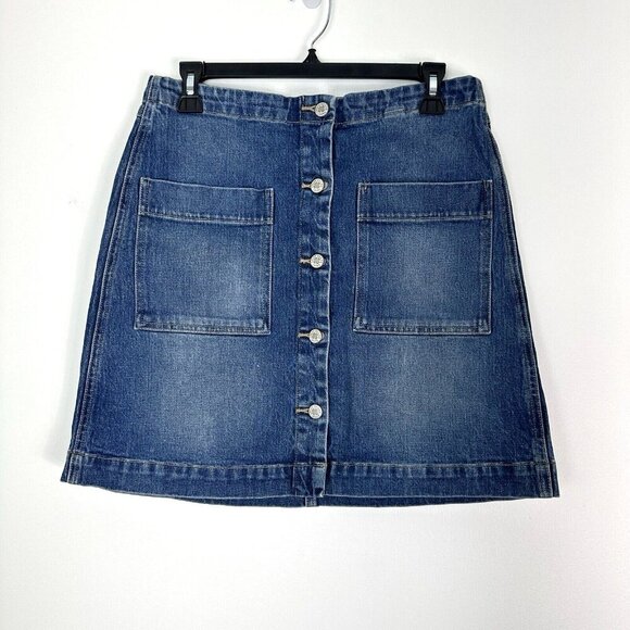 Lucky Brand Denim A-Line Skirt Womens Size 10/30 Blue Button Up - Picture 1 of 8